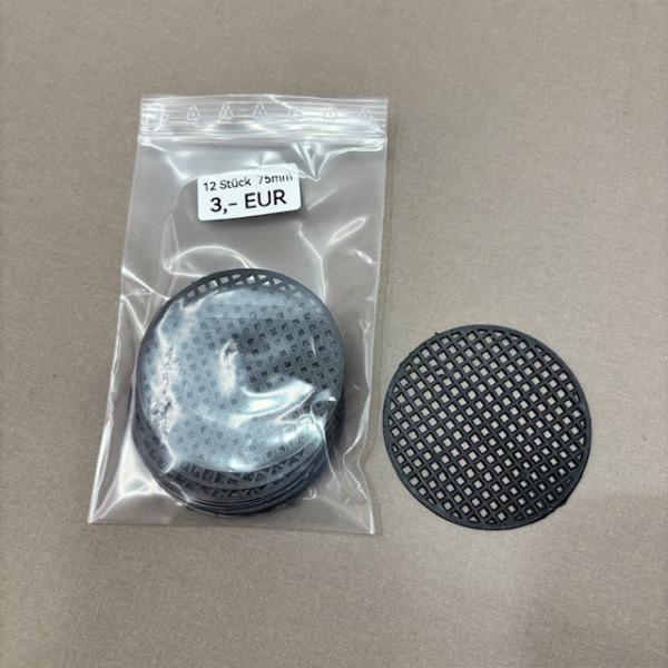 Netzplatten rund 75mm - 12 Stück